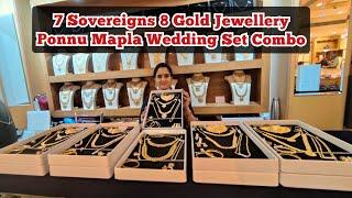 8 Jewels 7 Savaran Ponnu Mapla Gold Wedding Set | Light Weight Necklace, Haram, Jimikki, Bangle NSK