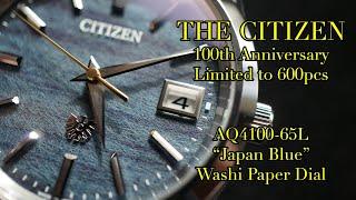 The Citizen AQ4100-65L - 100th Anniversary "Japan Blue" Washi Paper Dial - Limited to 600 pieces -