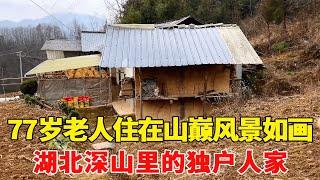 探访湖北大山里的独居人家，住在山巅风景如画，老人77岁了看着像60岁！【乡村阿泰】