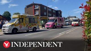 Convoy of ice cream trucks form funeral procession for veteran seller