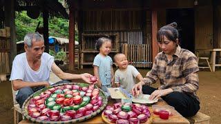 2 Days : With my Grandfather making colorful sticky rice cakes to sell - Happiness with my children