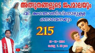 അത്ഭുതങ്ങളുടെ ജപമാല 07.30 pm ️ ചൊവ്വ  31-12-24 