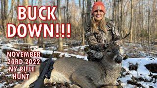 WIFE FILLS HER BUCK TAG!!!  New York Rifle Hunt - November 23, 2022