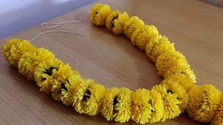 2 minutes garland making/How to make sevanthi poo Malai/navratri special garland/Gajra/string/tie