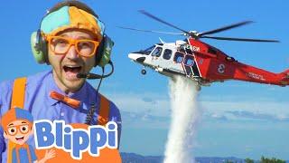 Blippi Explores a Firefighting Helicopter | Learning Vehicles For Kids | Educational Videos for Kids