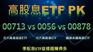 00713 元大台灣高息低波 vs 00878 vs 0056，怎麼選賺得多