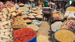 Market Day in Bodija Market Ibadan Nigeria, West Africa . Cost of Grains & Yam. Meet the Farmers 