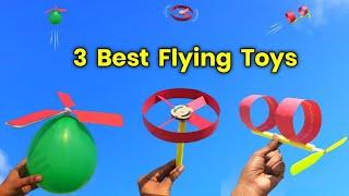 3 Best paper flying helicopters , how to make helicopter at home , how to make drone|Diy balloon toy