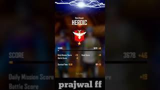 ROAD TO HEROIC ONE⭐STAR#shorts #freefire #Prajwal YT