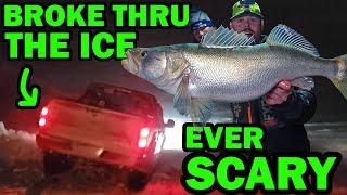 MONSTER Lake Winnipeg Walleye [Broke Through the Ice in a Blizzard] - SICK LiveScope Footage