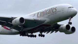 Amazing Condensation by Emirates A380 during landing at Heathrow Airport