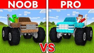 MIKEY vs JJ FAMILY: NOOB vs PRO: MONSTER TRUCK House Build Challenge in Minecraft