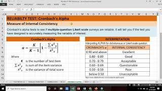 Cronbach's Alpha - Survey Questionnaire Reliability Test