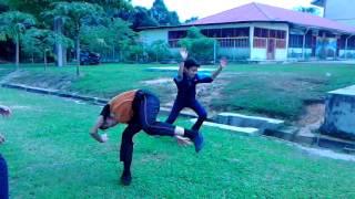 Gymnastic stunts by Hazwan and Farhan.