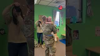 Military dad's kids run through class after his first deployment since they were born  #shorts