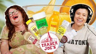 Kristin & Jen Try EVERY TRADER JOE'S FRESH JUICE | Kitchen & Jorn