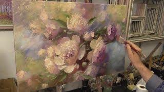 Персиковые пионы. Peach peonies. Etude. Oil painting. Как написать цветы. Пионы