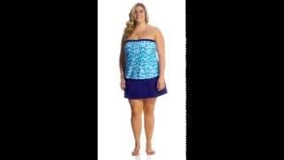 Maxine Plus Size Atlantis Falls Bandeau Faux Skirtini One Piece Swimsuit | SwimOutlet.com