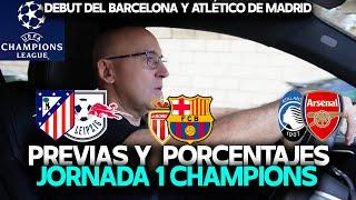 MONACO vs BARCELONA, ATLÉTICO DE MADRID vs LEIPZIG, ATALANTA vs ARSENAL... PORCENTAJES CHAMPIONS