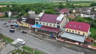 Наслідки буревію на Закарпатті Руйнування у селі Сюрте Аерозйомка