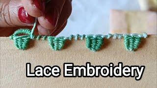 No 64 || Lace Embroidery || Edging Stitch || Needle lace Border || Randa Embroidery |