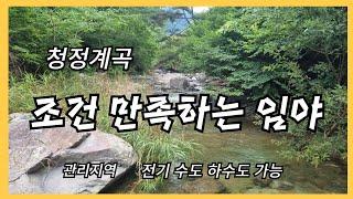 # 232   (계약완료)청정계곡  전기 수도 하수도 모든조건 가능한 관리지역이 있는 임야