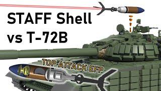 TOP ATTACK TANK SHELL vs T-72 +ERA | 120mm XM943 STAFF vs Kontakt-1 | Armour Penetration Simulation