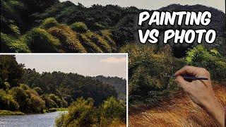 How To paint Realistic Simple Riverside and forest Lanscape Time Lapse | Acrylic Tutorial|Art Eps74