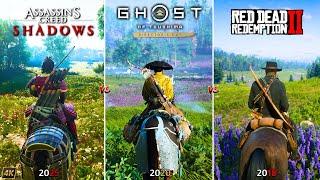 AC Shadows vs Ghost of Tsushima vs RDR 2 | PC | Graphics, Physics and Details Comparison