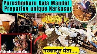 Purushmharu Kala Mandal Curchorem Preparing Unique Narkasur | Narkasur in Goa 2024 | Goa Narkasur