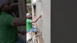 Brick Wall plaster preparing  #construction #shortsfeed #wallplaster #skills #satisfying