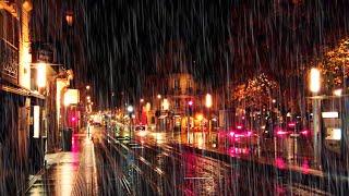 Very Relaxing Night Rain Walk in 4k France | 2024 | ASMR Rain sounds for sleeping