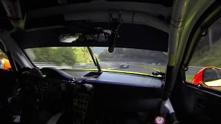 Porsche 991 GT3 R chasing Mercedes-AMG GT3 on Nürburging