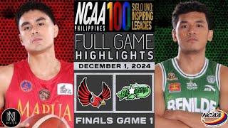 NCAA HIGHLIGHTS | MAPUA CARDINALS VS BENILDE BLAZERS FINALS GAME 1 | DECEMBER 1, 2024