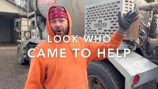 Mike came to help us pour this Pole Barn concrete floor !!!