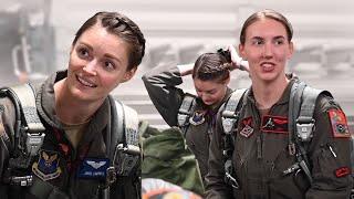 Female Pilots Fly F-16 Fighting Falcon and T-38 Fighter Jets