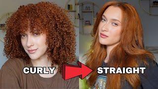 CURLY TO STRAIGHT HAIR ROUTINE | 3c curls