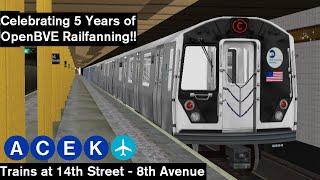 OpenBVE Virtual Railfanning: A, C, E, K and JFK Express Trains at 14th Street - 8th Avenue