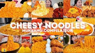 *1 HOUR* CHEESY NOODLES MUKBANG *ASMR* COMPILATION |  BIG BITES | EATING SOUNDS