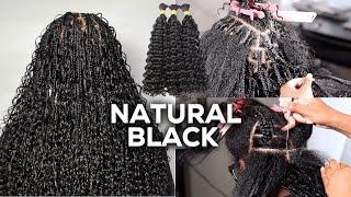 Smedium Natural Black Boho Braids With Double Drawn Human Braiding Hair @EayonHair