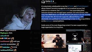 xQc Reacts to Destiny's Tweet about Hasan Broadcasting Terrorist Propaganda on Stream