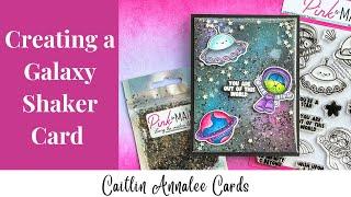 Creating a Galaxy Shaker Card with New Pink and Main Release | Ink Blending and Copic Coloring