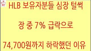 [HLB차트분석]시가와 종가가 똑같은 도지형 캔들로 마감. 세력, 외국인의 의도가 조금씩 보이시나요? 손절선 잘 잡고 대응만이 살 길! #에이치엘비 #hlb