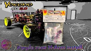 Yokomo Purple Aluminium rear lower arm install for the Yokomo SD 2.0