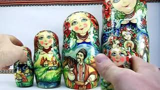 Exclusive BIG NEW Folk Ukrainian Artist painting Handmade Wooden Nesting doll