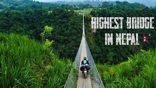 Riding on Nepal's longest suspension footbridge | Kushma Nepal | Drone Shots | Banda TravelGrapher