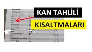 KAN TAHLİLİ KISALTMALARI - A'dan Z'ye TÜM TESTLER /  Uzm.Dr.Kemal Aslan