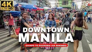 [4K] AMAZING Manila Street Markets | QUIAPO to DIVISORIA via BINONDO Walk Tour