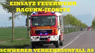 [SCHWERER VERKEHRSUNFALL A9 Dessau Süd] Alarm für die Feuerwehr Jeßnitz-Raguhn & Polizei Bitterfeld