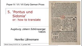 Early German Prose (Henrike Lähnemann). Lecture 5: 'Pontus und Sidonia'